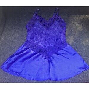 Seductive Wear By Cinema Exoile Satin Lace Trim Babydoll Bodysuit  Top Size M